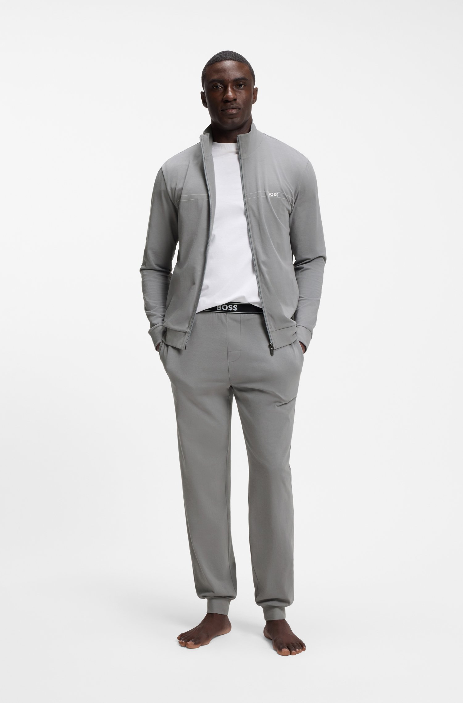 Boss Stretch-cotton loungewear set with logo print pyjamas & nattlinnen herr