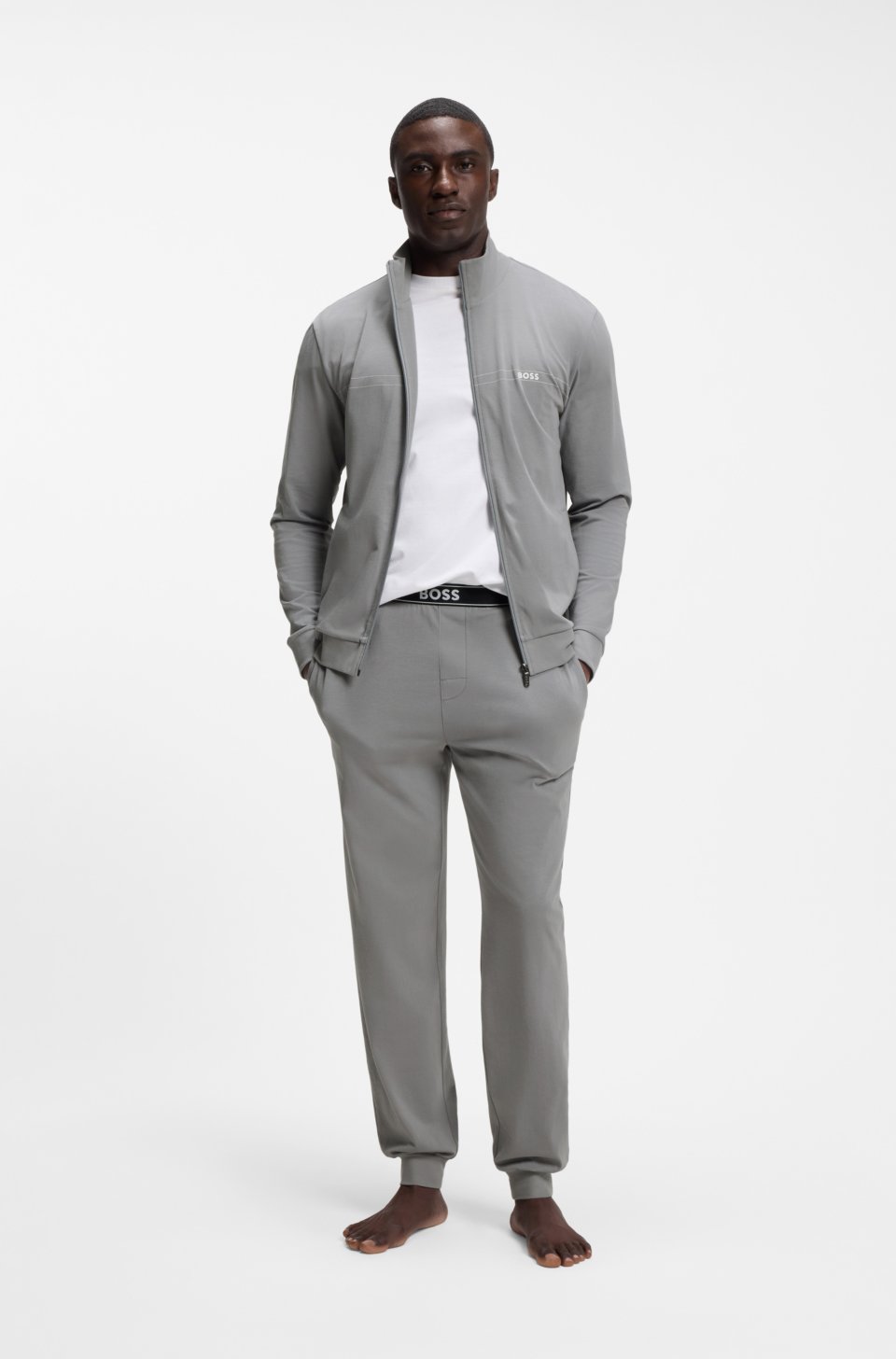Stretch-cotton loungewear set with logo print
