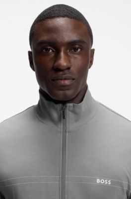 Conjunto de ropa de sal&oacute;n de algod&oacute;n el&aacute;stico con logo estampado, Gris claro