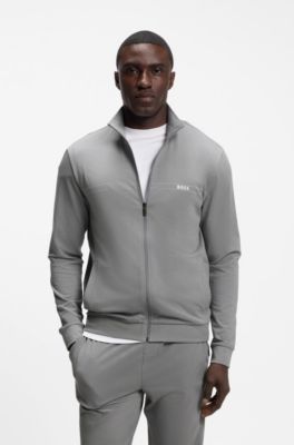 Loungewearset van stretchkatoen met logoprint, Lichtgrijs
