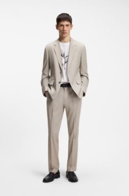 Modern-fit trousers in stretch twill, Beige