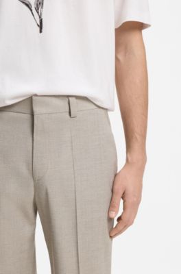 Modern-fit broek van elastische keperstof, Beige