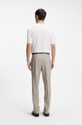 Modern fit-byxor i stretchtwill, Beige