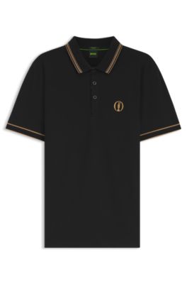 The Open Active Paddy polo shirt in performance piqu&eacute;, Black