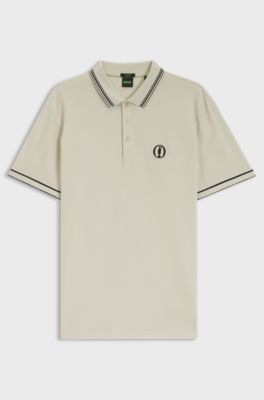 The Open Active Paddy polo shirt in performance piqu&eacute;, Light Beige