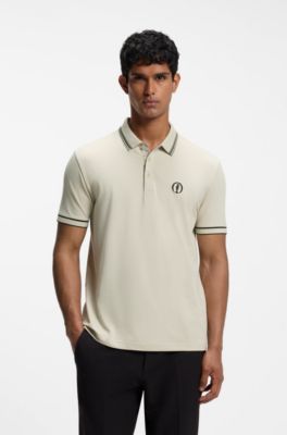 The Open Active Paddy polo shirt in performance piqu&eacute;, Light Beige