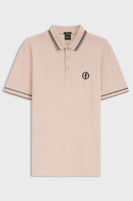 Sportieve Paddy-polo uit de The Open-collectie van hoogwaardig piqu&eacute;, Licht oranje