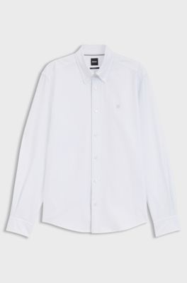 Regular-fit cotton shirt with Double B logo, Light Blue