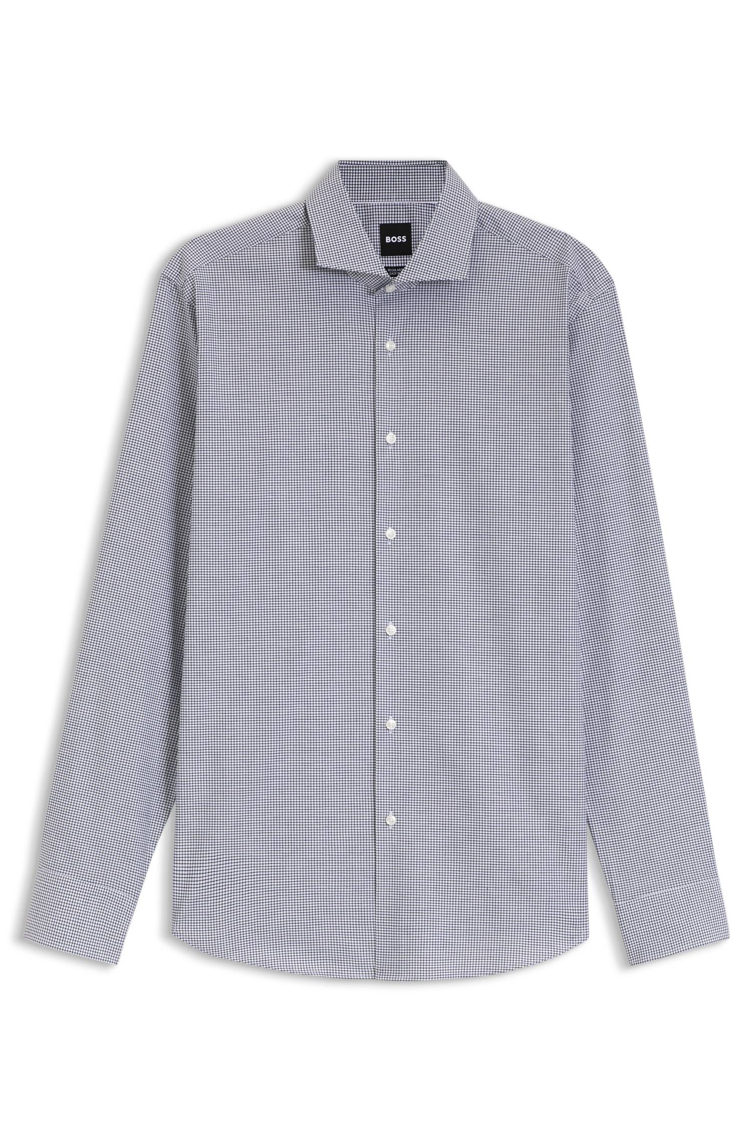 Boss Regular-fit shirt in structured stretch cotton skjortor & blusar herr – bild 4