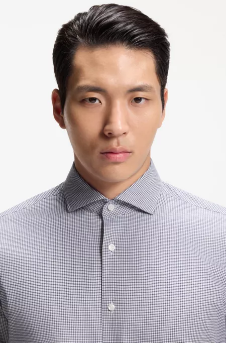 Regular-fit shirt in structured stretch cotton