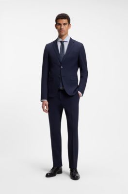 Regular-fit shirt in structured stretch cotton, Light Blue Patterned