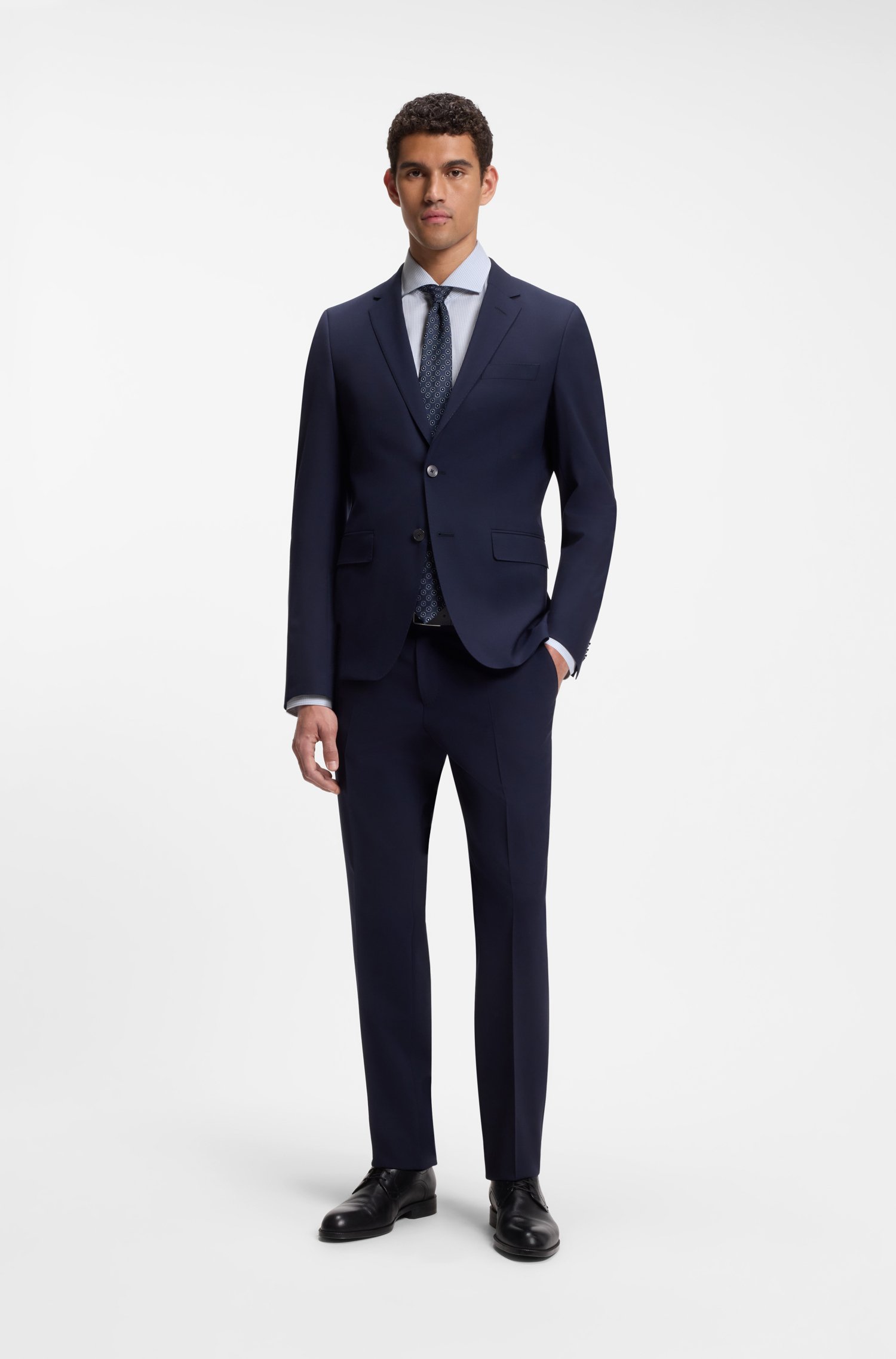 Boss Regular-fit shirt in structured stretch cotton skjortor & blusar herr – bild 2