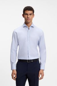 Chemise Regular en coton stretch structur&eacute;, Motif bleu clair