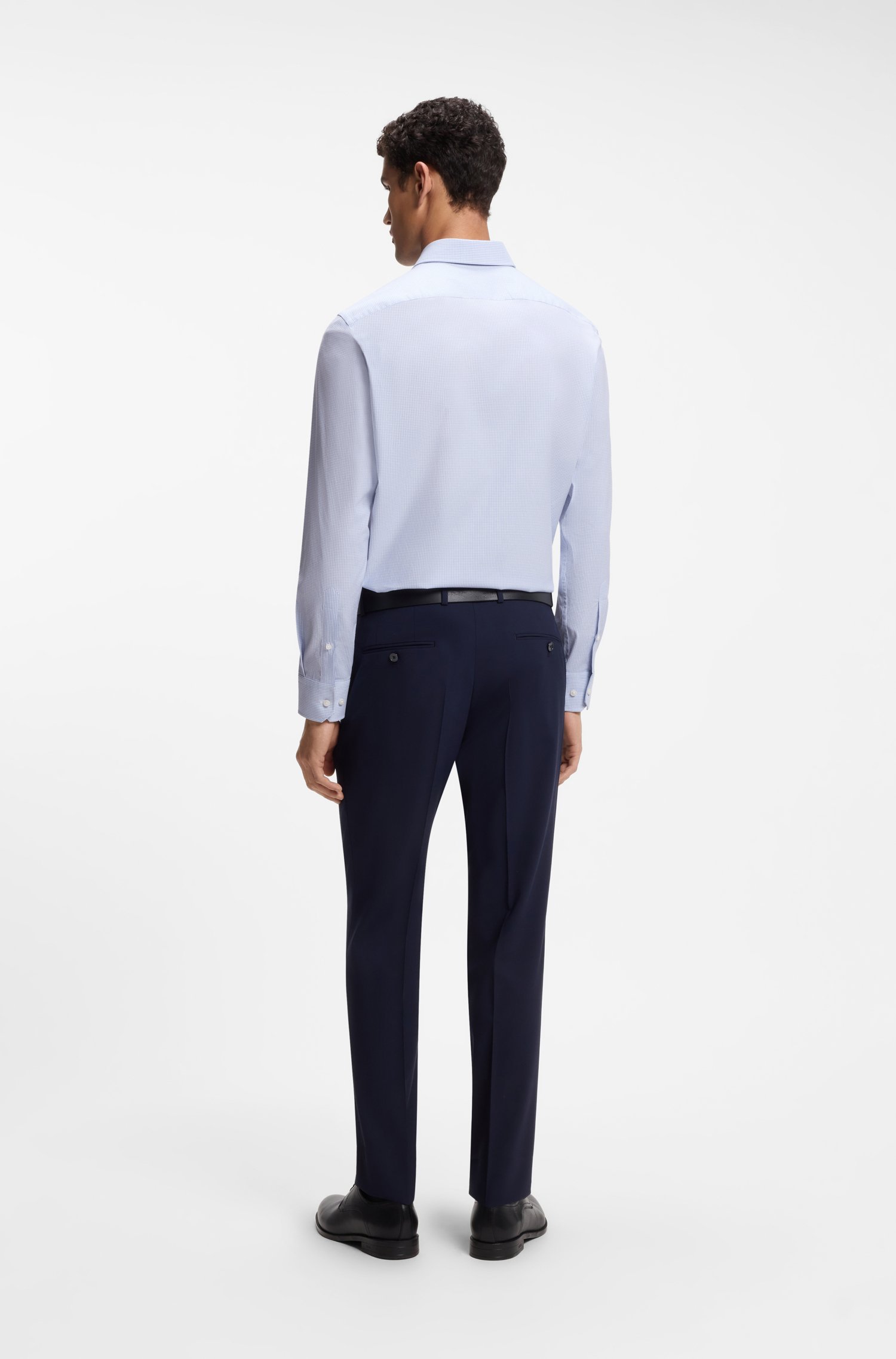 Boss Regular-fit shirt in structured stretch cotton skjortor & blusar herr – bild 3