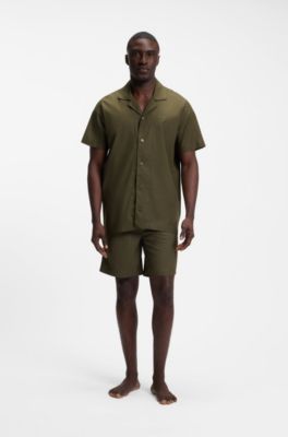 Regular-fit short pyjama set in stretch poplin, Green