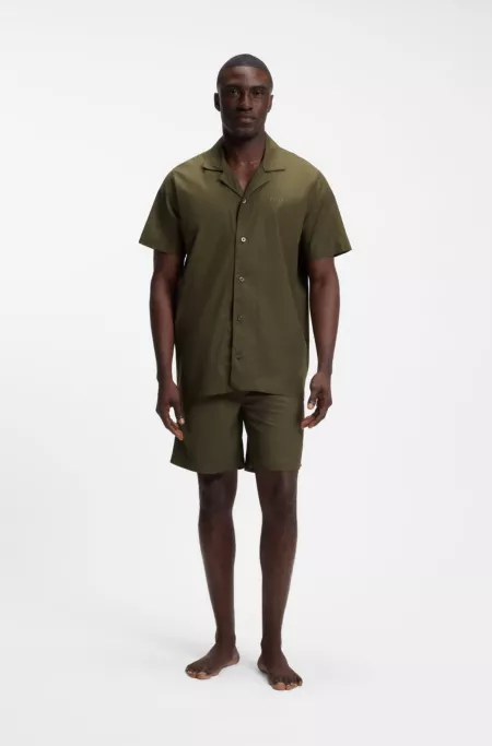 Regular-fit short pyjama set in stretch poplin
