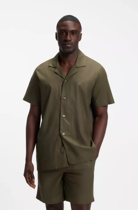 Regular-fit short pyjama set in stretch poplin