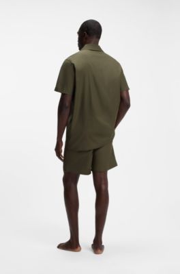 Regular-fit short pyjama set in stretch poplin, Green