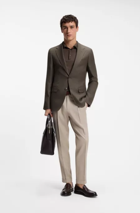 Regular-fit jacket in wool, linen, silk and cashmere