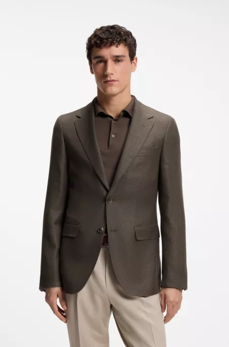 Regular-fit jacket in wool, linen, silk and cashmere