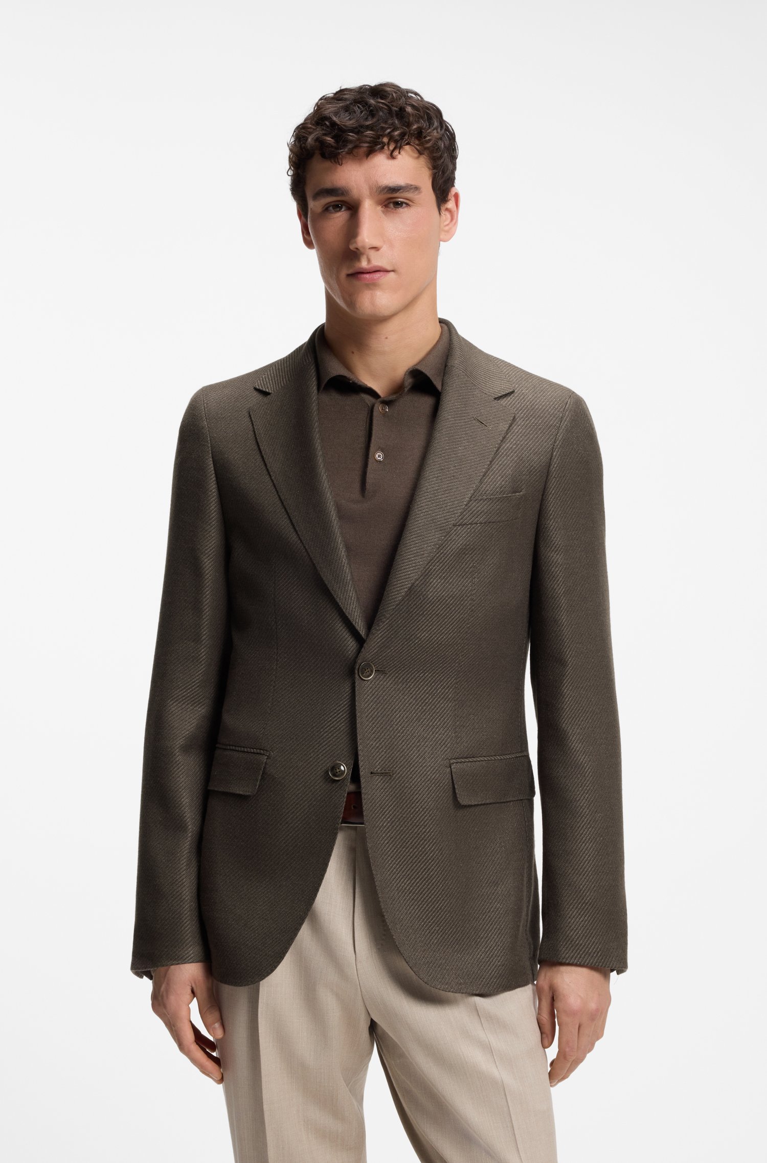 Boss Regular-fit jacket in wool, linen, silk and cashmere jackor herr