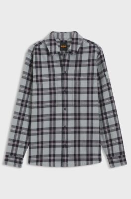 Oversized-fit geruit overhemd van katoen, Grijs met dessin
