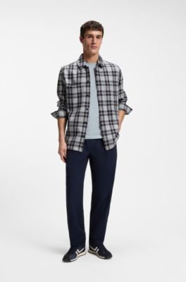Oversized-fit geruit overhemd van katoen, Grijs met dessin