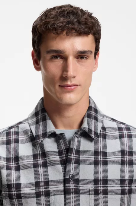 Oversized-fit shirt in checked cotton