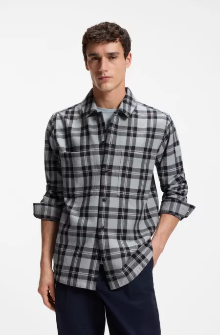 Oversized-fit shirt in checked cotton