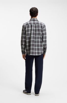 Oversized-fit geruit overhemd van katoen, Grijs met dessin