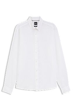 Regular-fit button-down shirt in linen