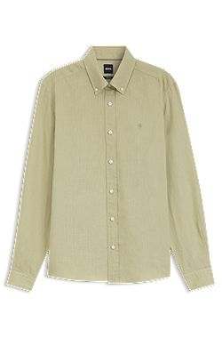 Regular-fit button-down shirt in linen