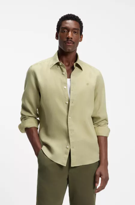 Regular-Fit Button-Down-Hemd aus Leinen