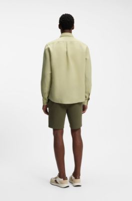 Regular-fit button-down shirt in linen, Beige