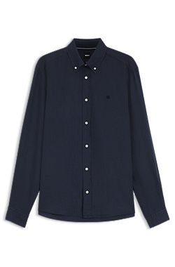 Regular-fit button-down shirt in linen
