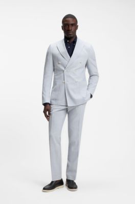 Regular-fit button-down shirt in linen, Dark Blue