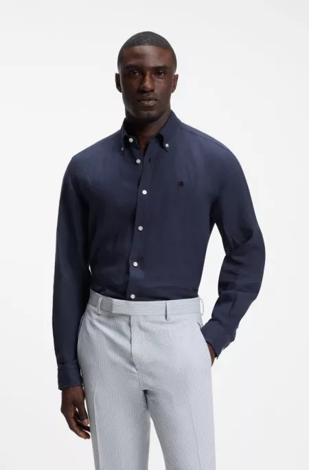 Regular-Fit Button-Down-Hemd aus Leinen