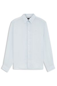 Regular-fit button-down shirt in linen, Light Blue
