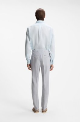 Boss Regular-fit button-down shirt in linen linneskjortor herr – bild 3