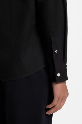Camicia regular-fit in cotone Oxford con colletto button-down, Nero