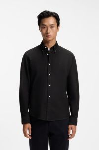 Regular-Fit Hemd aus Oxford-Baumwolle mit Button-Down-Kragen, Schwarz