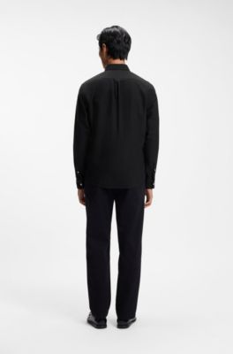 Regular-fit buttondownoverhemd van Oxfordkatoen, Zwart