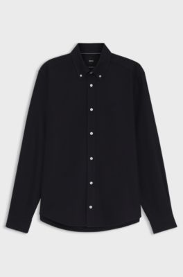 Regular-fit button-down shirt in Oxford cotton, Dark Blue