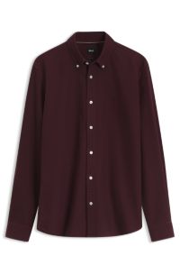 Regular-fit button-down shirt in Oxford cotton, Brown