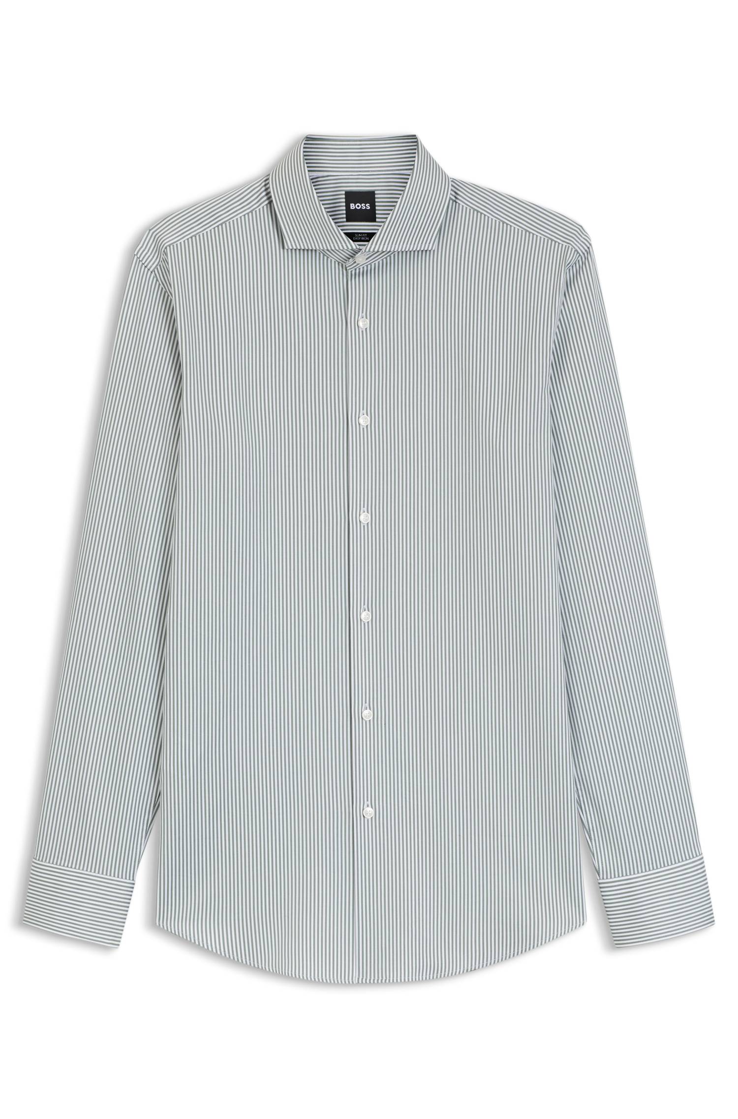 Boss Slim-fit shirt in easy-iron striped stretch cotton skjortor & blusar herr – bild 4