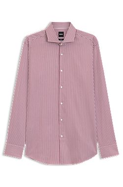 Slim-fit shirt in easy-iron striped stretch cotton