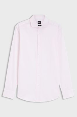 Slim-fit shirt in easy-iron striped stretch cotton, light pink