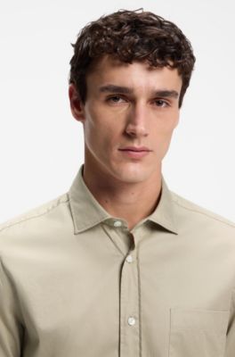Casual-fit katoenen overhemd met gespreide kraag, Beige