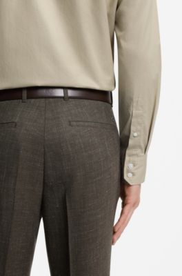 Casual-fit katoenen overhemd met gespreide kraag, Beige