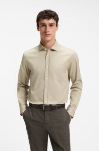 Casual-Fit Hemd aus Baumwolle mit Cutaway-Kragen, Beige